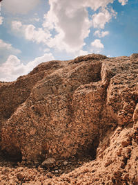 Rock formations on landscape against sky