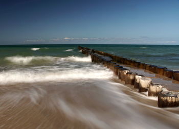 Scenic view of sea against clear sky