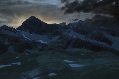 Close-up view of the mountains of the laga and of the gran sasso abruzzo during sunset