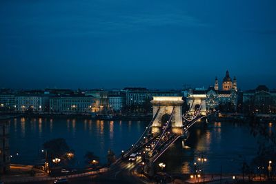 High angle view of illuminated city at night