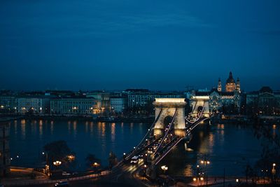 High angle view of illuminated city at night