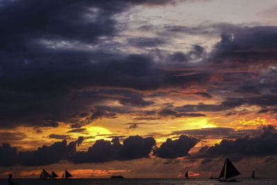 Scenic view of dramatic sky during sunset