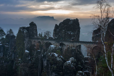 The bastei bridge, saxon switzerland, germany.