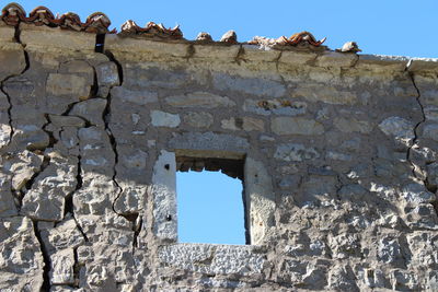 Low angle view of old ruins against sky