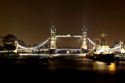 Suspension bridge at night