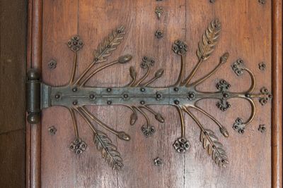 Directly above shot of old wooden door