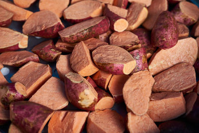 Full frame shot of sweet potatoes on table