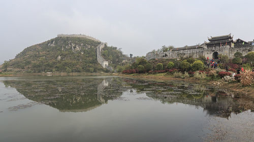 Reflection of building in lake