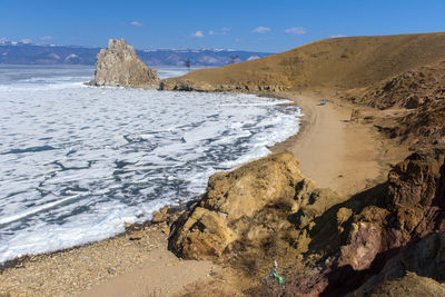 Scenic view of beach against sky