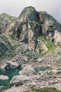 Scenic view of rocky mountains against sky