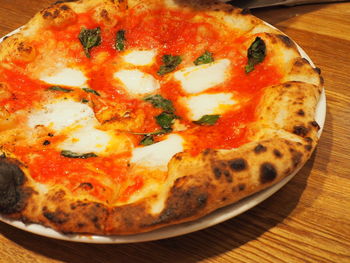 Close-up of pizza on table