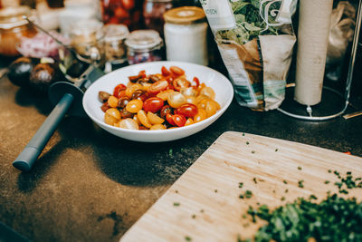 Close-up of food on table