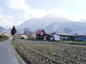 Empty country road in village