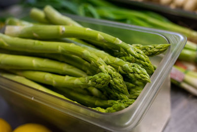 Close-up of green vegetables for sale in market