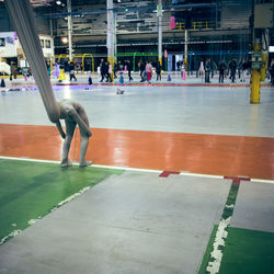 Group of people playing in a row