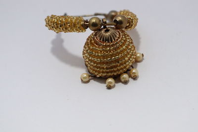 High angle view of shell on table