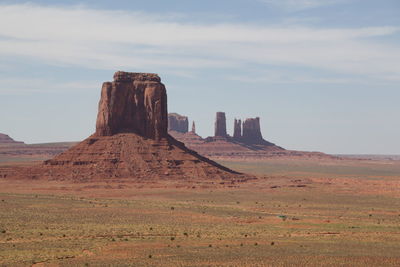 Rock formations on landscape against sky