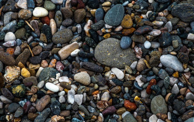 Full frame shot of pebbles on beach