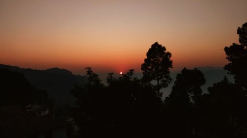 Silhouette trees against sky during sunset