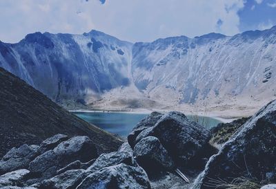 Scenic view of mountains against sky