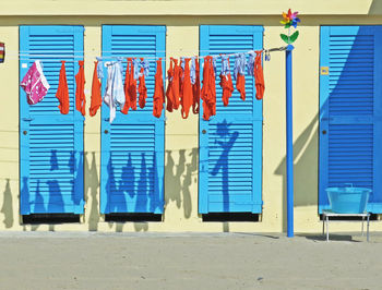 Clothes drying on beach