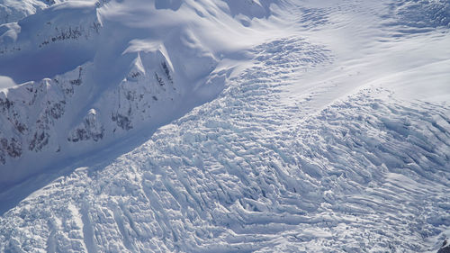 High angle view of snow covered mountain