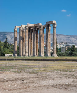 Temple of olympian zeus against blue sky