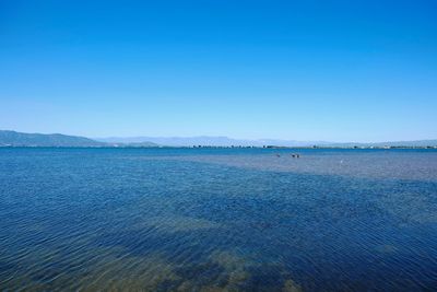 Scenic view of calm sea against clear sky