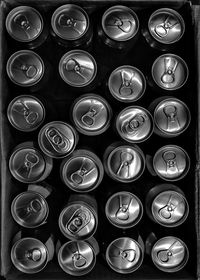 Full frame shot of drink cans