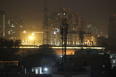 Illuminated street light at night