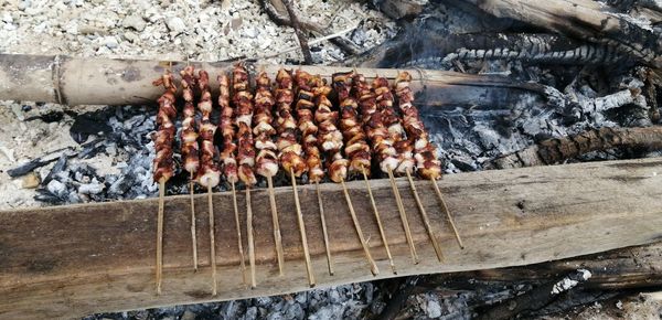 Close-up of octopus on barbecue grill on island life