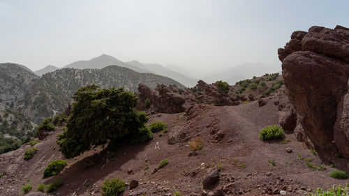 Scenic view of mountains against clear sky