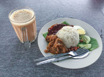 Close-up of breakfast served on plate