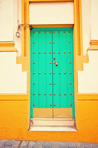 Closed door of house