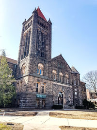 Low angle view of old building against sky