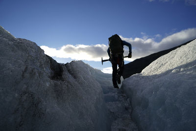 Mountain guide on glacier in skaftafell