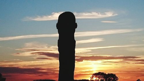 Silhouette man against sky during sunset