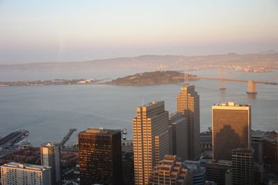 High angle view of buildings in city