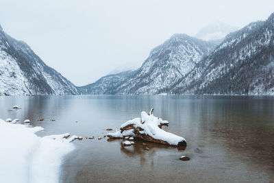 Scenic view of frozen lake against sky