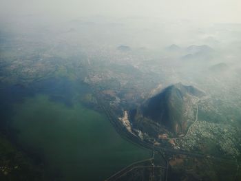 Aerial view of mountain range