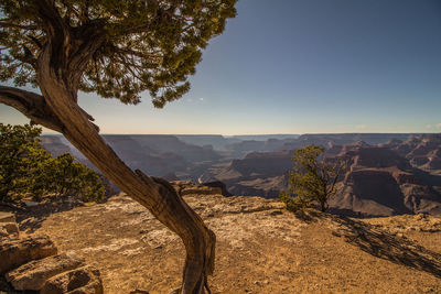 Scenic view of mountains against clear sky