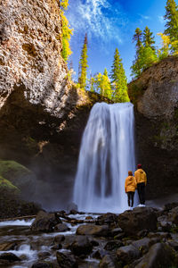 Scenic view of waterfall