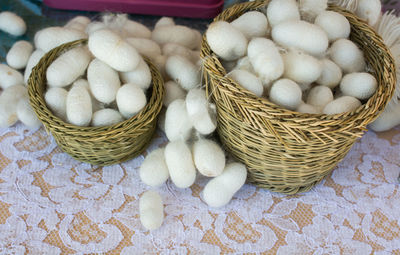 High angle view of food in basket