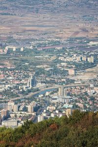 High angle view of buildings in city