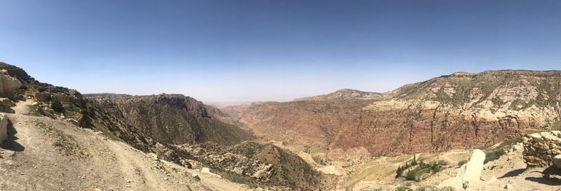 Scenic view of mountains against clear sky