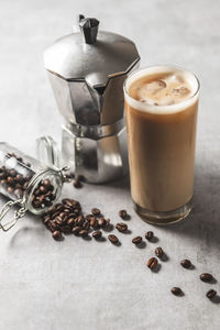 Close-up of coffee cup on table