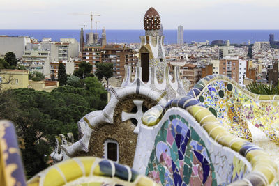 Panoramic view of city buildings against sky