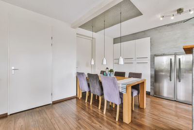 View of dining table at modern home