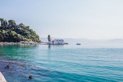 Scenic view of sea against clear sky
