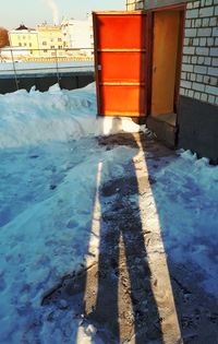 Snow covered built structure